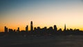 Panoramic beautiful scenic view of the San Francisco city silhouette at dusk, California Royalty Free Stock Photo