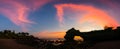 Panoramic of beautiful sky sunset at hindu temple Pura Tanah Lot