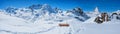 Panoramic beautiful view bench in snow mountain Matterhorn peak, Zermatt, Switzerland