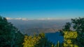 Panoramic beautiful view of mount Trisul, Nanda Devi with the beautiful sky on the way to Binsar, Kasardevi, Almora Uttarakhand