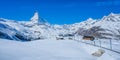 Panoramic beautiful view of snow mountain Matterhorn peak, Zermatt, Switzerland Royalty Free Stock Photo