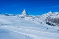 Panoramic beautiful view of snow mountain Matterhorn peak, Zermatt, Switzerland Royalty Free Stock Photo