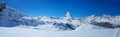 Panoramic beautiful view of snow mountain Matterhorn peak, Zermatt, Switzerland Royalty Free Stock Photo