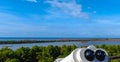 panoramic binoculars at Divjake-Karavasta National Park in Albania. Beautiful landscape. travel concept