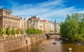 Panoramic bird view of Old Town in Prague during early sunset, Czech Republic Royalty Free Stock Photo