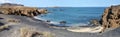 Panoramic of Black sand beach in Djeu Royalty Free Stock Photo