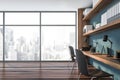 Panoramic blue open space designer office Royalty Free Stock Photo