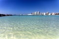 Panoramic blue seagull beach of Cancun city in the Mayan Riviera of Mexico.