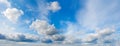 Panoramic Blue sky background with white clouds Royalty Free Stock Photo