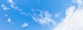 Panoramic blue sky and clear cloud  in summertime beautiful background Royalty Free Stock Photo