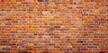 Panoramic Bright Orange Red Brick Wall Background Royalty Free Stock Photo