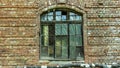 Panoramic broken Windows of an abandoned hospital