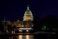 Panoramic image of the Capital of the United States with the capital pool in light Royalty Free Stock Photo