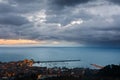 Panoramic of Castro Urdiales at sunrise Castro Urdiales Royalty Free Stock Photo