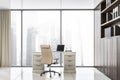 Panoramic CEO office interior with bookcase Royalty Free Stock Photo