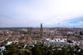 Panoramic of the city of Burgos with the Cathedral in the center and the small houses surrounding it. Royalty Free Stock Photo