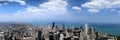 Panoramic city of chicago high up skyline blue puffy clouds Royalty Free Stock Photo