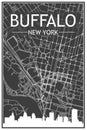 Panoramic city skyline poster with streets network of BUFFALO, NEW YORK Royalty Free Stock Photo