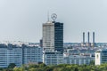 Panoramic city view of Berlin from the top of the Berlin Victory Column in Tiergarten, Berlin,  with main building of Mercedes- Royalty Free Stock Photo