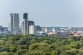 Panoramic city view of Berlin from the top of the Berlin Victory Column in Tiergarten, Berlin, with modern skylines and churches Royalty Free Stock Photo