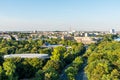 Panoramic city view of Berlin, viewfrom the top of the Berlin Victory Column in Tiergarten, Berlin, with modern skylines and green Royalty Free Stock Photo