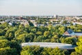 Panoramic city view of Berlin, viewfrom the top of the Berlin Victory Column in Tiergarten, Berlin, with modern skylines and green Royalty Free Stock Photo