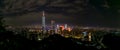 Panoramic city view. Cityscape of Taipei. Landmark of Taiwan. Night Panorama Taipei Tower. Skyline Royalty Free Stock Photo