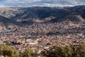 Panoramic City view of Cusco from Sacsayhuaman ruins in the hills, Peru, South America Royalty Free Stock Photo