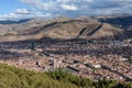 Panoramic City view of Cusco from Sacsayhuaman ruins in the hills, Peru, South America Royalty Free Stock Photo