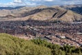 Panoramic City view of Cusco from Sacsayhuaman ruins in the hills, Peru, South America Royalty Free Stock Photo