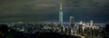 Panoramic city view. Cityscape of Taipei. Landmark of Taiwan. Night Panorama Taipei Tower. Skyline Royalty Free Stock Photo