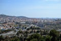 Panoramic city view from park in Malaga, Conception garden, jardin la concepcion in Malaga, Spain, botanical garden Royalty Free Stock Photo