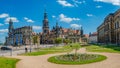 Panoramic cityscape over historical and touristic center in Dresden downtown Cathedral of Holy Trinity and theater square, Dresden