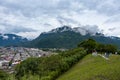 Panoramic cityscape of Tingo Maria Peru with mountains and clouds Royalty Free Stock Photo
