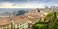 Panoramic cityscape view of Bergamo old town, Italy Royalty Free Stock Photo