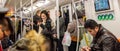 Commuters on Shanghai Metro subway system