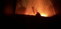 Panoramic closeup shot of flames at dark - perfect for background