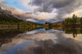 Panoramic Cloudscape Reflections On Quarry Lake Royalty Free Stock Photo