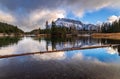 Panoramic Cloudy Reflections On A Banff Park Lake Royalty Free Stock Photo