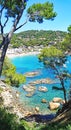 Panoramic of the coast of Calella de Palafrugell from the Camino de Ronda