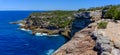 Panoramic coastal sea view and cliffs at Beecroft Head, Abrahams Bosom Reserve, Jervis Bay, NSW, Australia Royalty Free Stock Photo