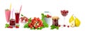 Panoramic collage fruit, drinks, ice cream Royalty Free Stock Photo