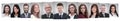 Panoramic collage of portraits of successful business people