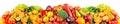 Panoramic collection of fresh fruits and vegetables isolated on white Royalty Free Stock Photo