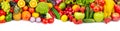 Panoramic collection fresh fruits and vegetables for skinali iso Royalty Free Stock Photo