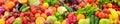 Panoramic collection healthy fruits and vegetables. Royalty Free Stock Photo