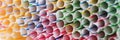 Panoramic colorful background of drinking plastic straws