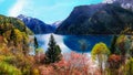 Long lake and forest at Jiuzhaigou national park in Sichuan Royalty Free Stock Photo