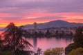 Montreux and Lake Geneva, Switzerland, sunset Royalty Free Stock Photo