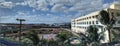 Panoramic of Construction site foundation work at Dole Cannery